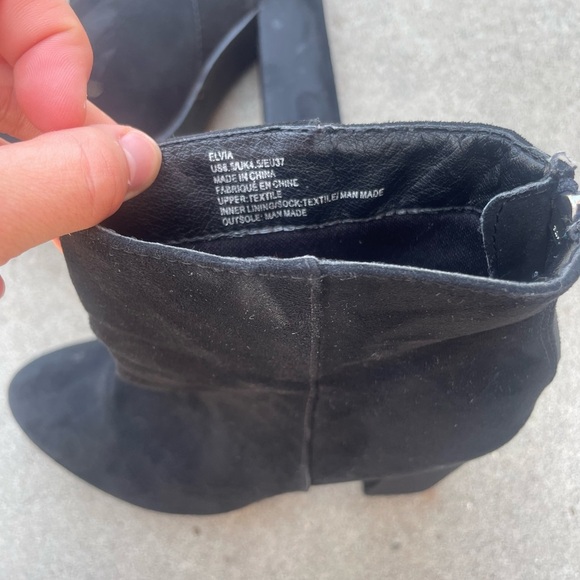 Elvia Classic Black Suede Heeled Boots - Picture 9 of 9